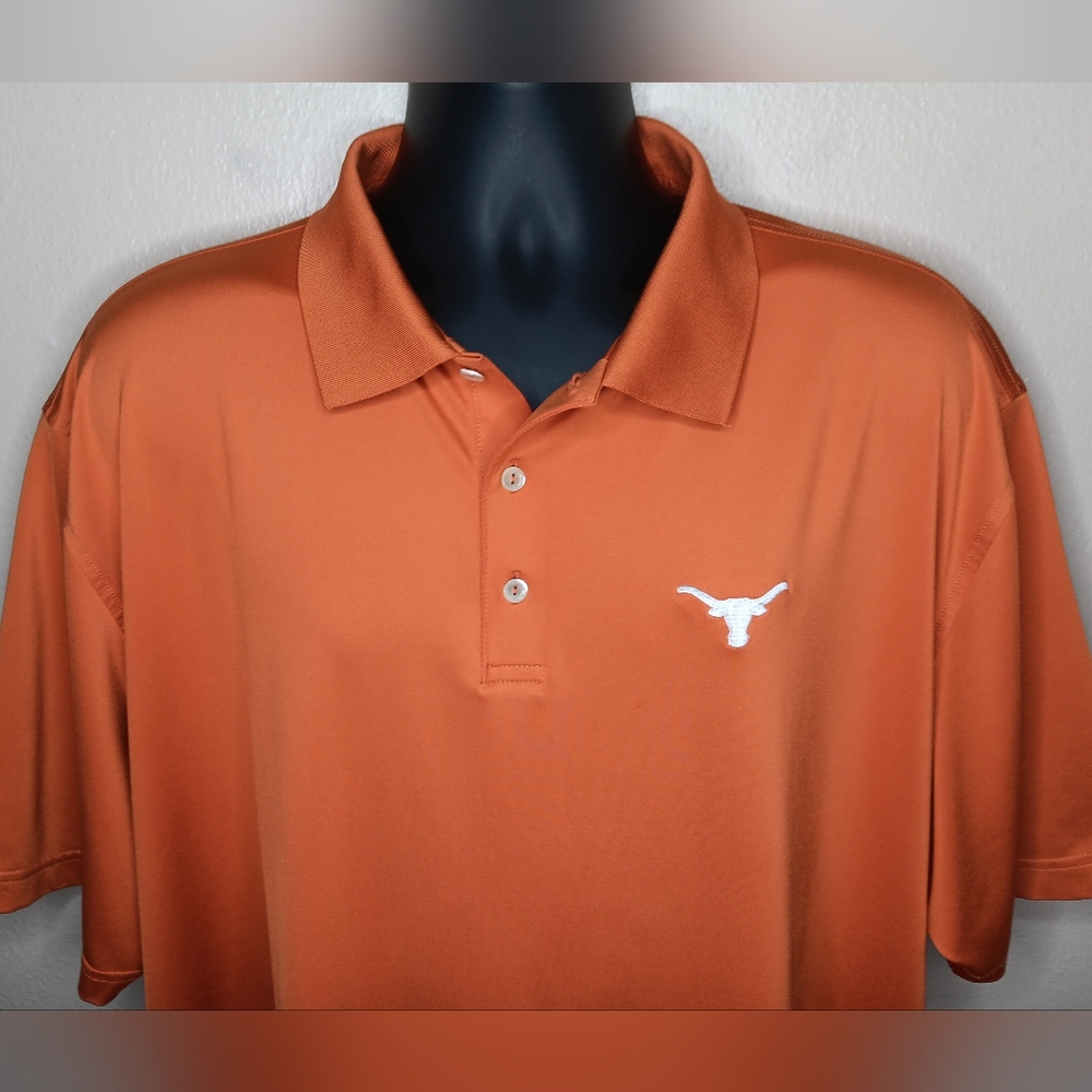 Peter Millar Texas Longhorns Men's XXL Polo Golf Shirt Orange Logo Stretch 2018 - Picture 2 of 9